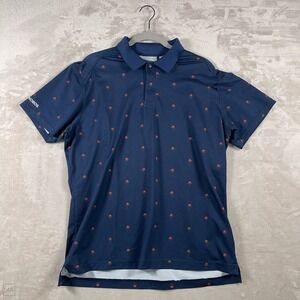 Bonobos Golf Men's Polo Shirt Rose Print Performance Slim Fit Casual L Blue